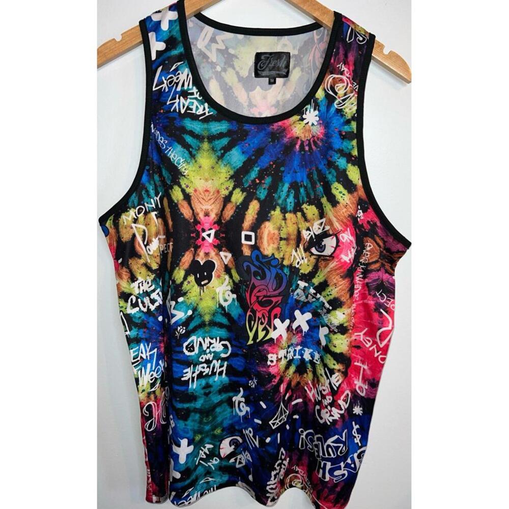 Fresh Prints of Bel-Air Graffiti Spray Paint Tie‎ Dye Tank Top Medium